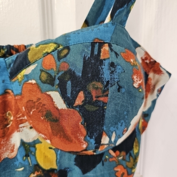Bohemian floral teal padded bustier bralette size large - Picture 3 of 14